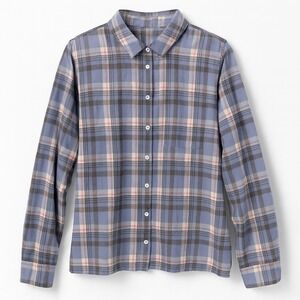 NWT Flag & Anthem Plaid Button Down Women's Large Long‎ Sleeve Shirt Pink Blue